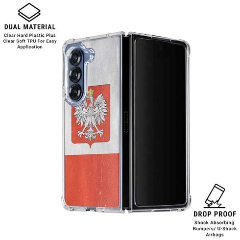 Poland Flag Distressed Galaxy Z Fold6 Clear Case